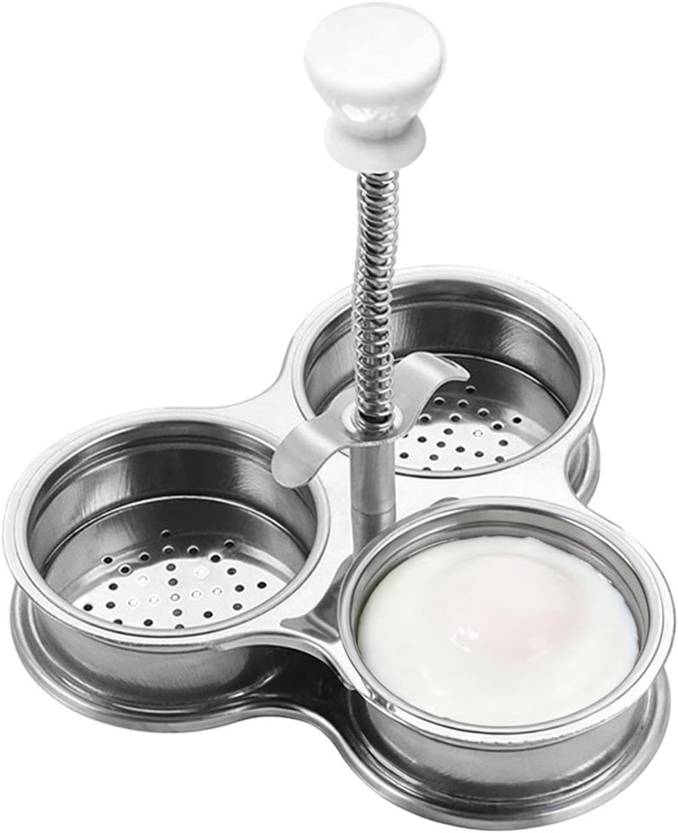 3‑voudige eierpocher met anti‑aanbaklaag, multifunctionele eierkoker voor het fornuis, geschikt voor koken, stomen en braden, praktisch keukenhulpje voor een heerlijk ontbijt