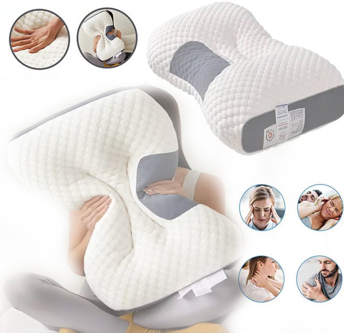 Gebreid Nekkussen, Ergonomisch Nekkussen, Gebreid Katoenen Nekkussen Ter Ondersteuning, Zachte en Ademende Hoes.