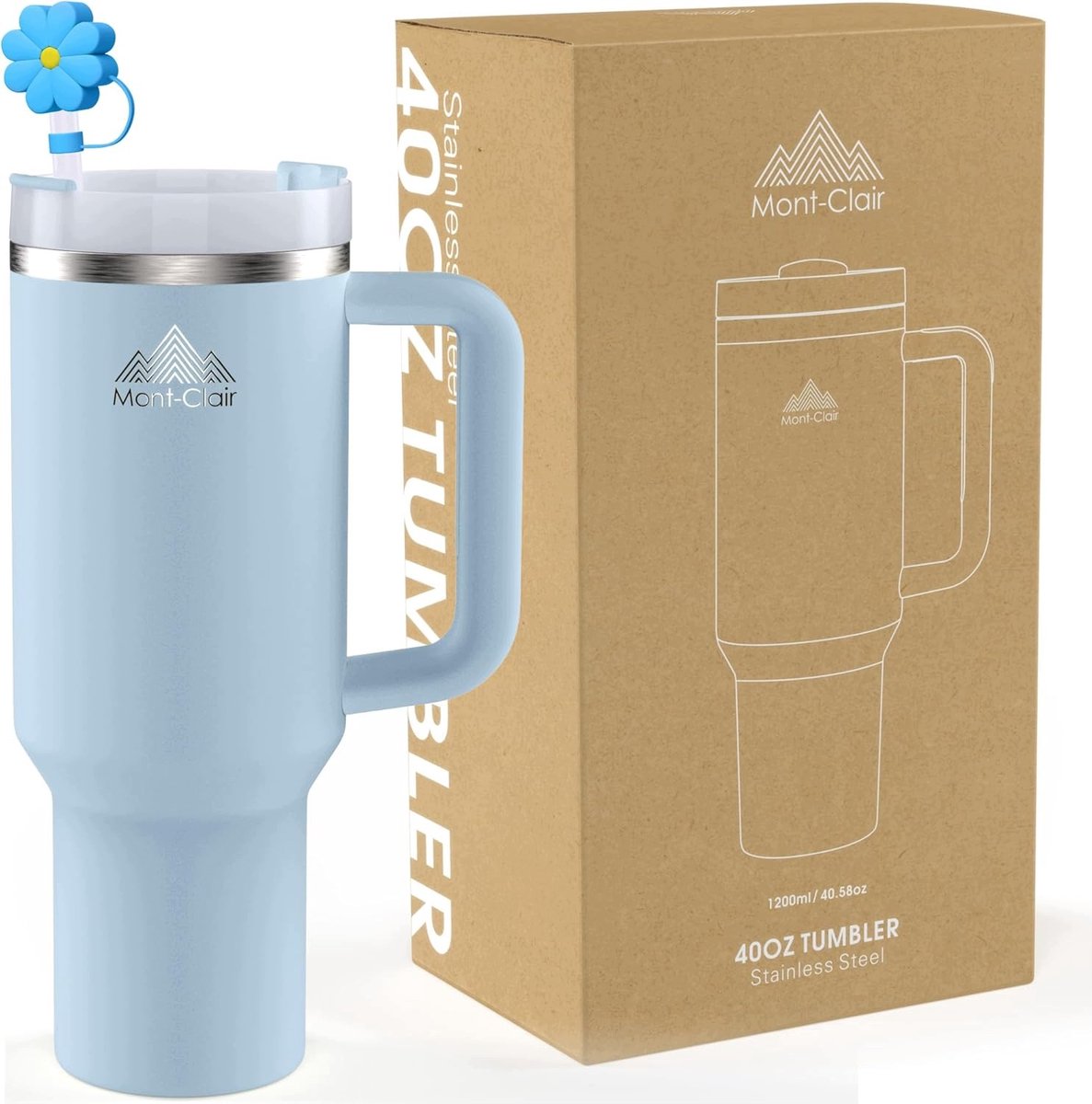 Thermosbeker 1200ml met Rietje - 48u Koud, 10u Warm