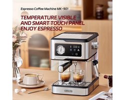 Espressomachine – Semi-automatisch – Koffiezetapparaat – Cappuccinomachine – IJskoffiemachine – 20 Bar Druk – 1,5L Afneembaar Waterreservoir