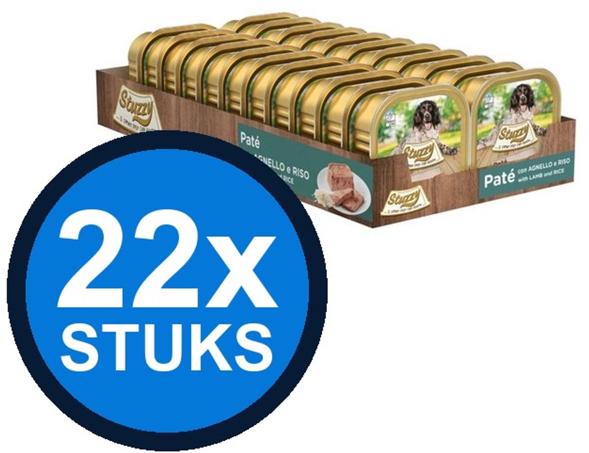 22x Stuzzy - Hond Paté Lam & Rijst - Hondenvoer Natvoer - 150g