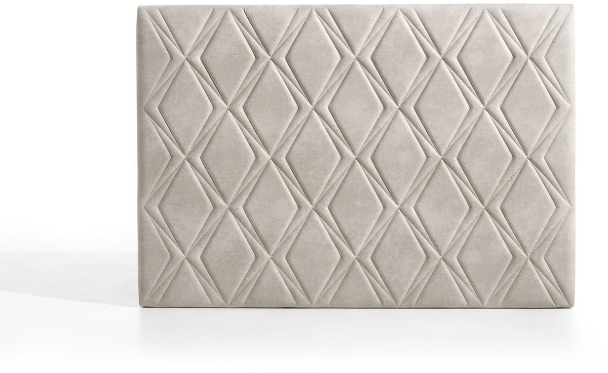 Hoofdbord Rubí voor bed van 160 van gebroken witte stof 165x115x8. Matras