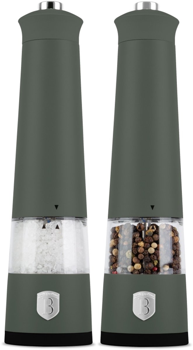 Elektrische peper- en zoutmolen, set van 2 stuks, Matte Green Collection