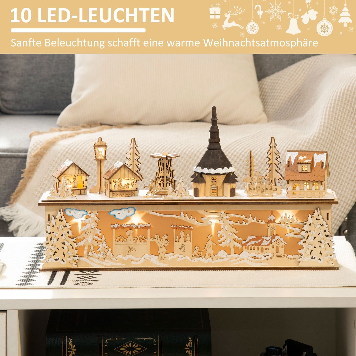 HOMCOM Kerstdorp met LED-verlichting 830-516V00 – foto 6
