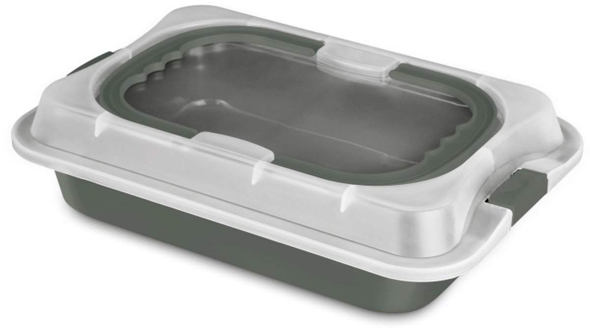 Draagbare bakplaat met deksel uit de Matte Green Collection
