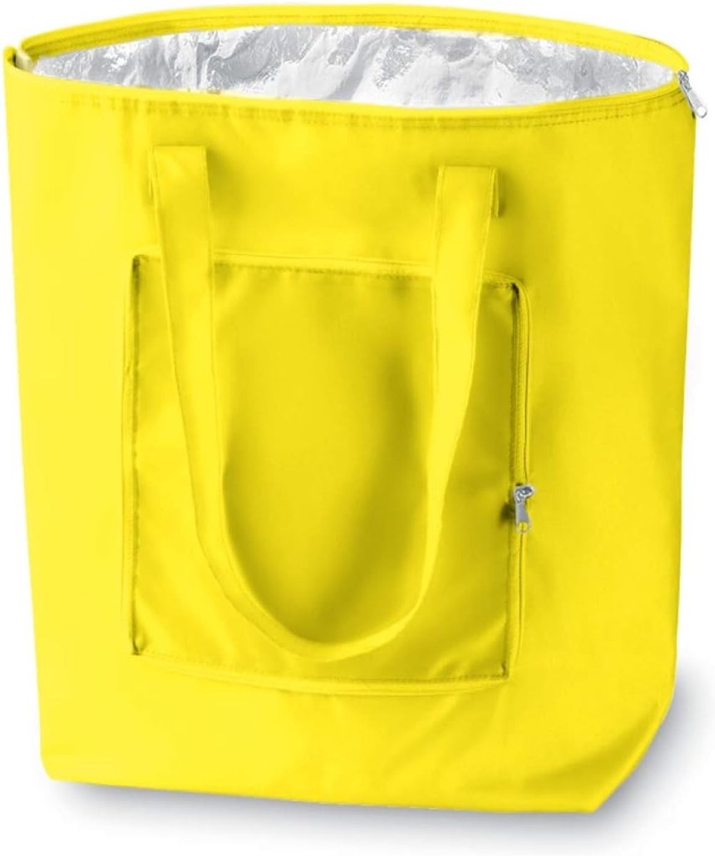 Herbruikbare opvouwbare koeltas - Geel - 41 x 14 x 44 cm - Lichtgewicht en Duurzaam - Voor Boodschappen en Strand
