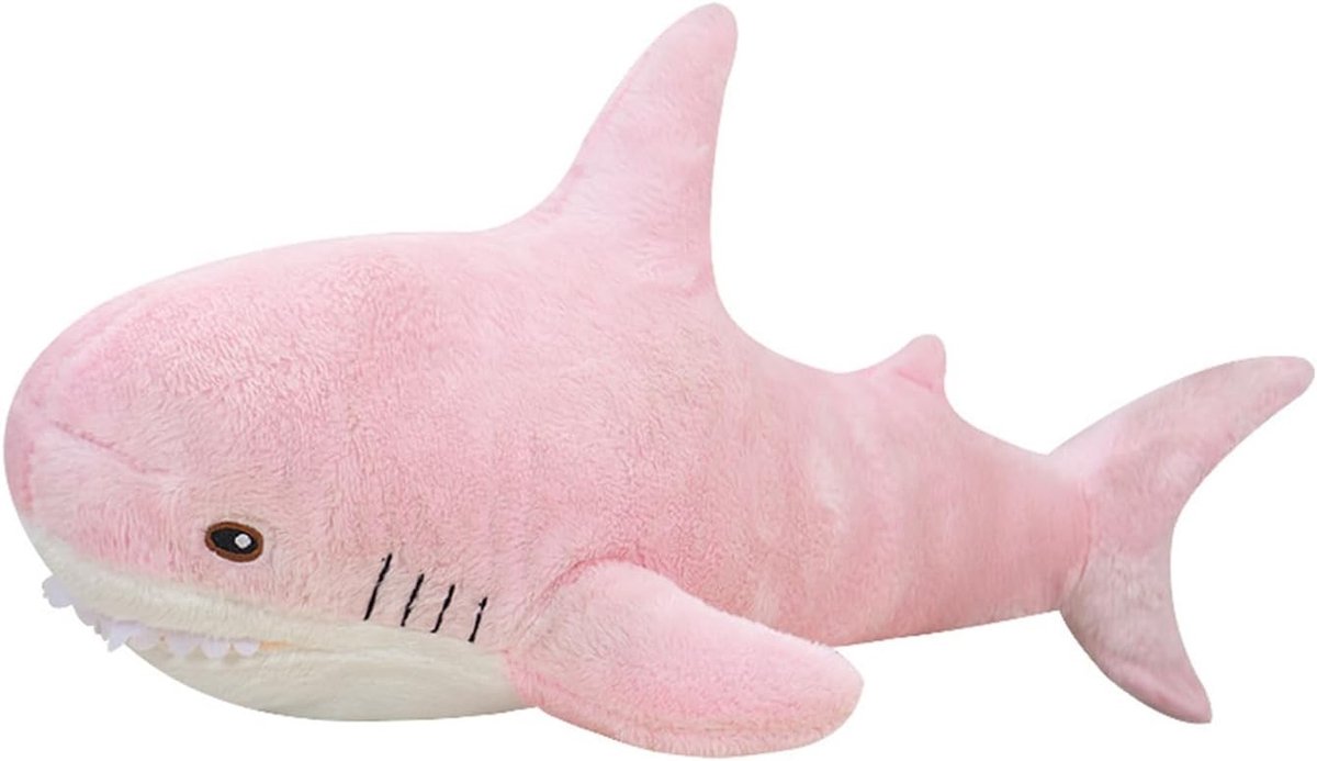 Zachte 28cm Pluche Haai Kussen voor Kinderen - Comfortabel Slaapkussen en Rugsteun, Perfect als Cadeau en Kamerdecoratie (Roze)