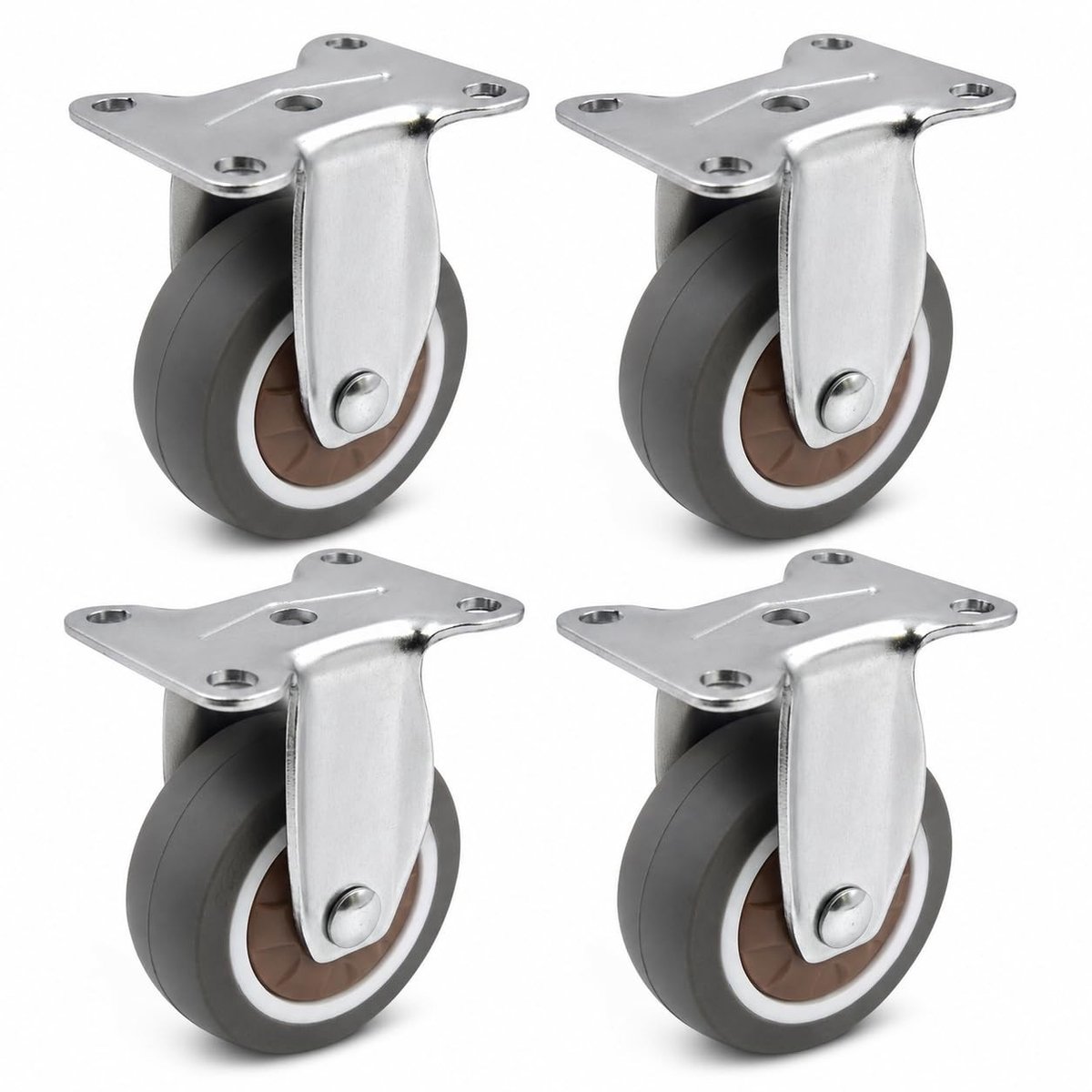 Zware TPE Zwenkwielen voor Meubels, 4 Stuks, 2 Inch Rubber Wielen voor Trolleys en Kasten, Verwijderbare en Duurzame Casters