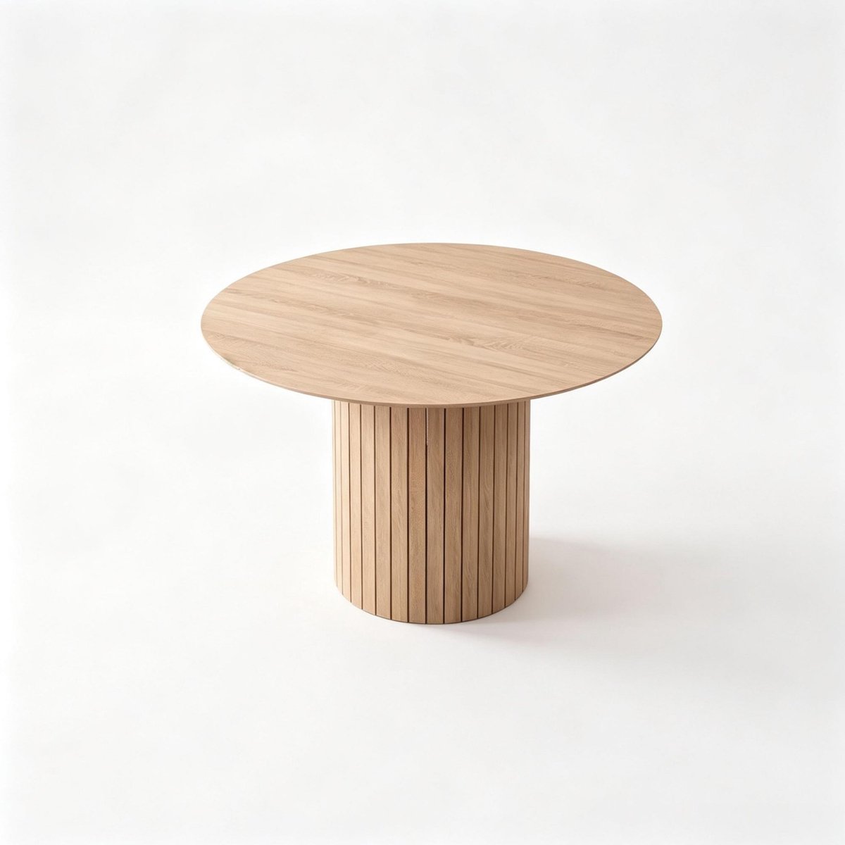 REDOM - Eettafel - Rond - Vaste constructie - Stabiele cilindrische basis - Modern - Eetkamer, keuken of woonkamer - Hout - Lichtbruin - 120 x 120 x 76 cm