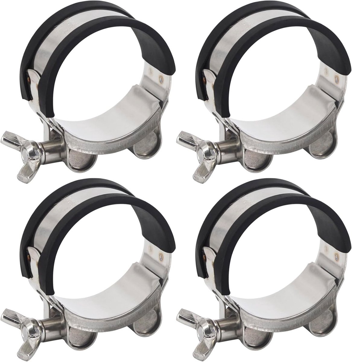 Zware T-bout slangklemmen 52-55mm van roestvrij staal met rubberen strip - Set van 4 voor stevige bevestiging en duurzame prestaties
