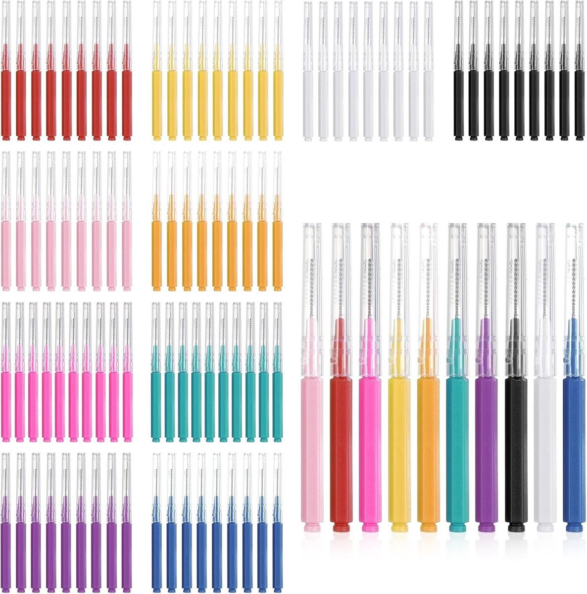 100 Stuks Interdentale Borstels voor Tandenreiniging - Tandflos Picks en Mondhygiëne Tools voor Effectieve Tandreiniging en Gezond Tandvlees