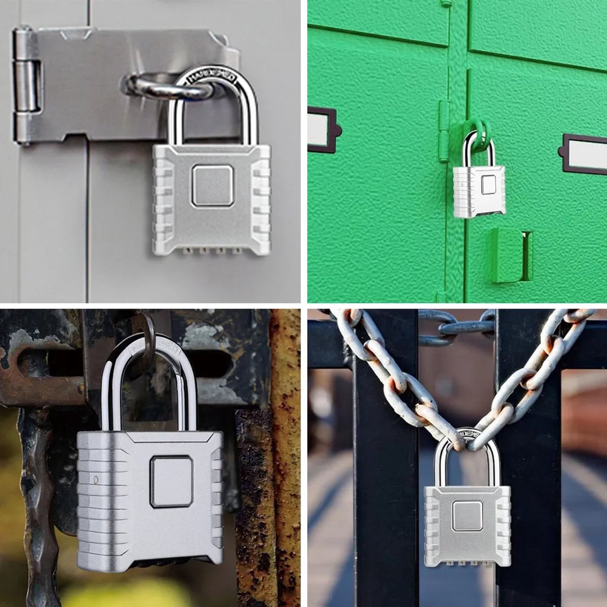 Stevig hangslot Geschikt voor viercijferige combinatieslot, 53 mm combinatieslot, 8 mm bout en combinatieslotcilinder; Geschikt voor kluisjes, deuren en garages.