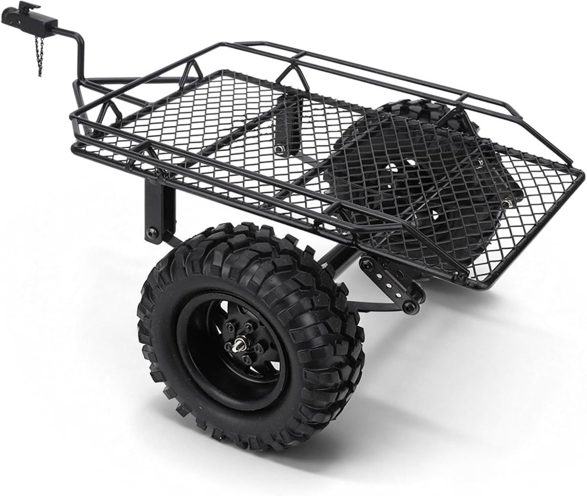 RC Trailer Metaal Simulatie Tow Truck Mini Trailer Zwart Transport Achterauto voor 1/10 Offroad Modelbouw, DIY Onderdelen en Accessoires