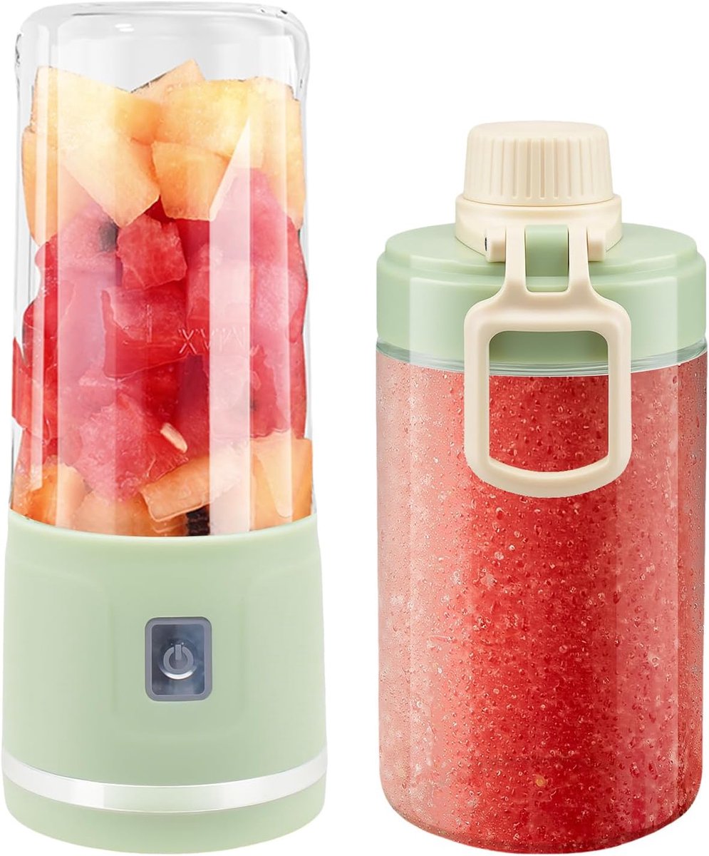 Draagbare smoothie-mixer met bekerdeksel, 450 ml, oplaadbaar via USB, 8 messen, voor sappen, smoothies, homogenisatie, reizen, sportschool