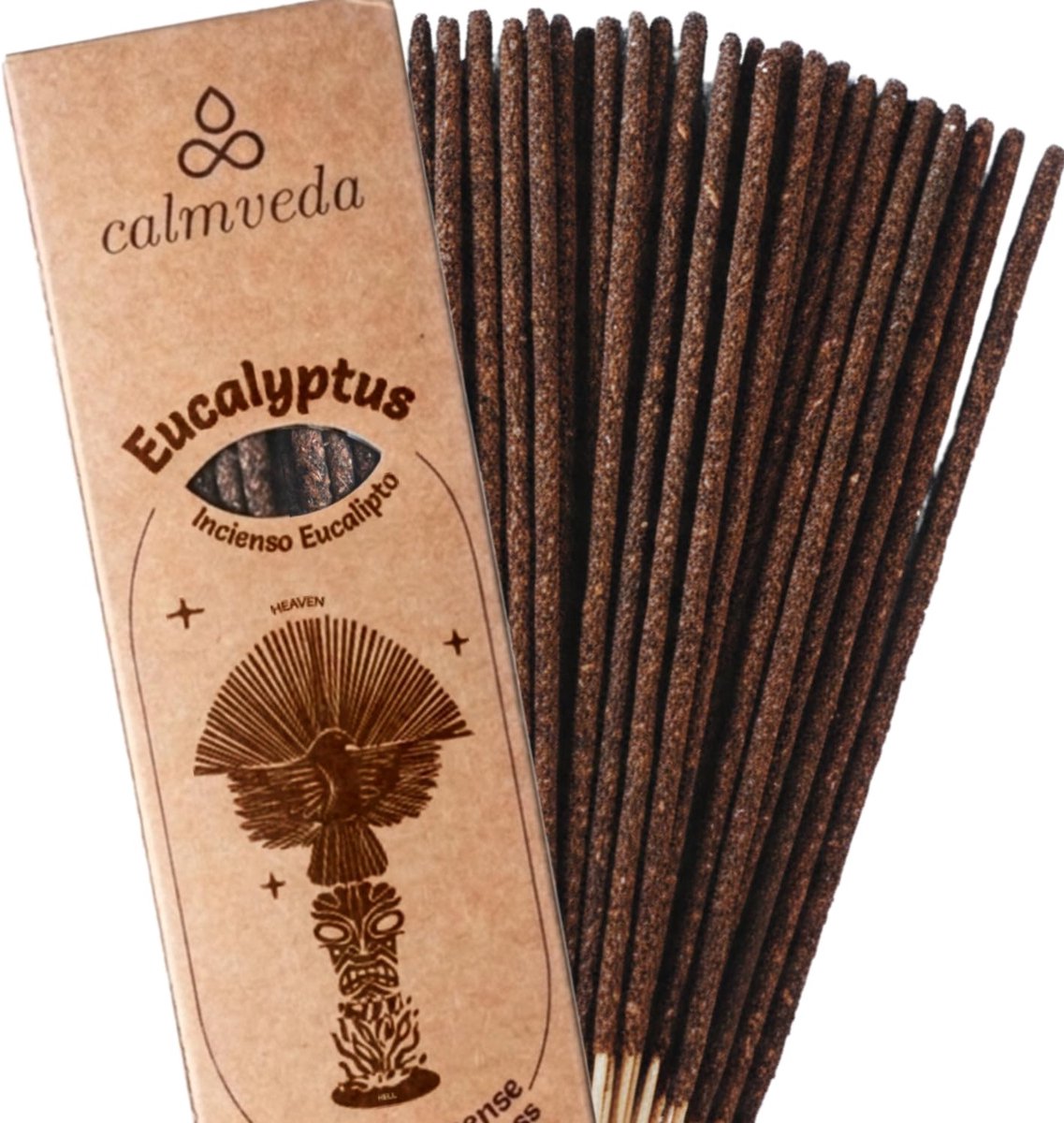 Calmveda Eucalyptushars smudge wierook - (24+ dikke stokken) natuurlijke houtskoolvrije wierook - ShopVlot