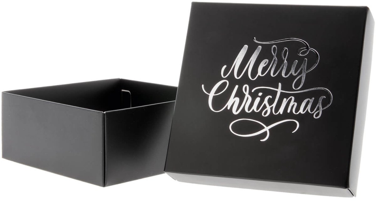 20x Kerst Geschenkdoos Zwart 125x125x55mm