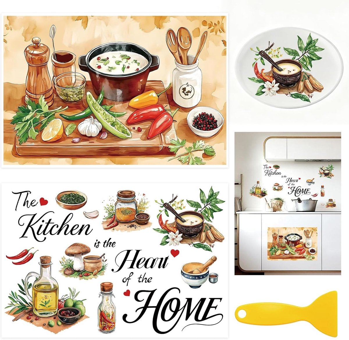 Watervaste DTF Stickers voor Meubels en Keuken, 2 Stuks Decoratieve Decals voor DIY Projecten en Creatief Koken in Huis