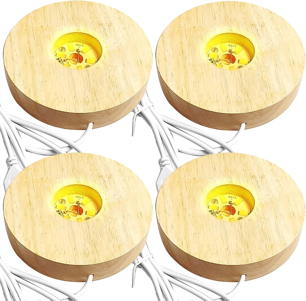 Houten LED Verlichting Pedestal voor Acryl en Glas, Warm Witte Lichtstandaard, Displaybasis voor Sieraden en Kristallen
