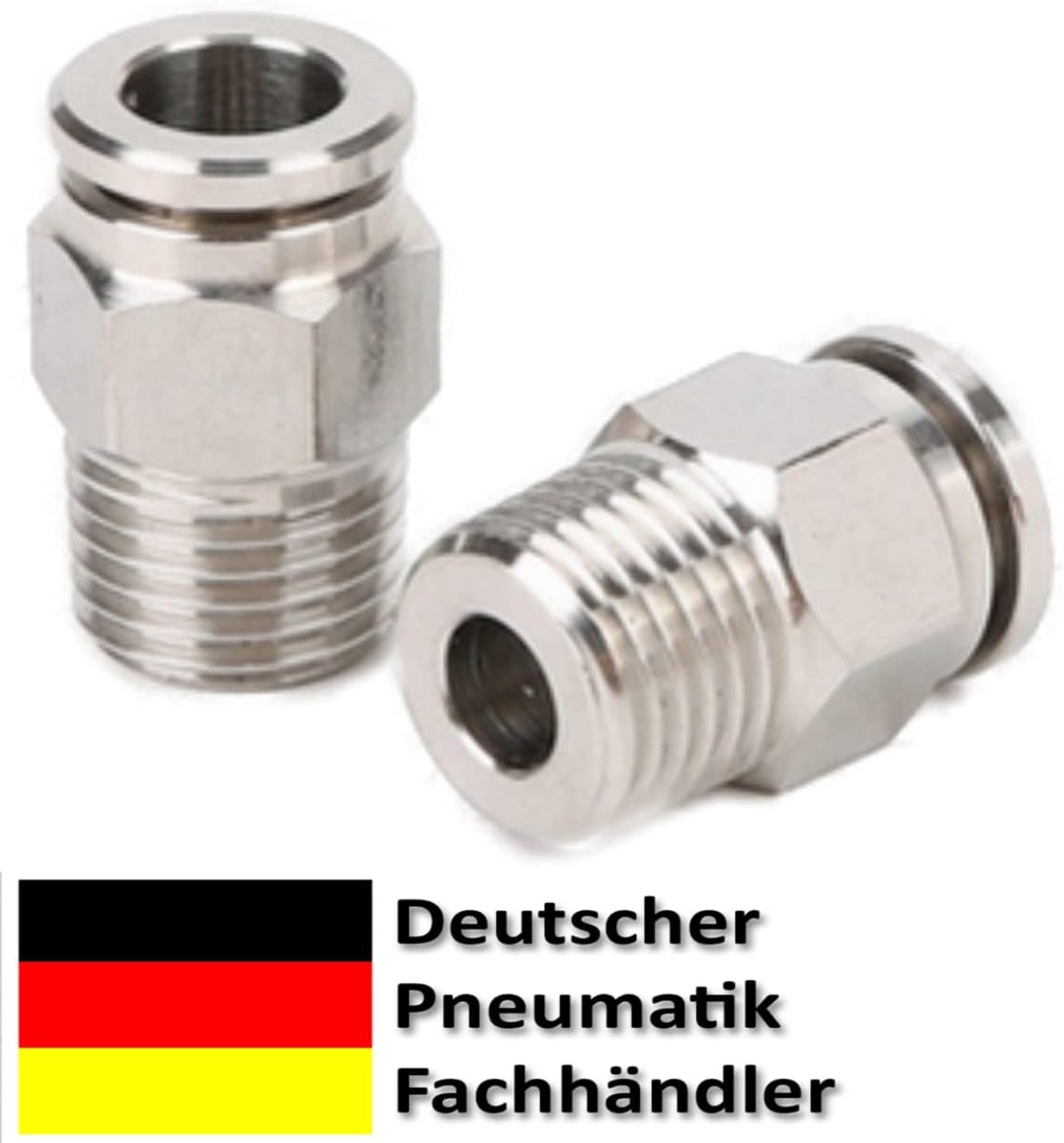 Pneumatische steekschroefverbinding 1/2" - roestvrij staal V2A - IQS-connector - duurzame verbinding - ServiceTopper