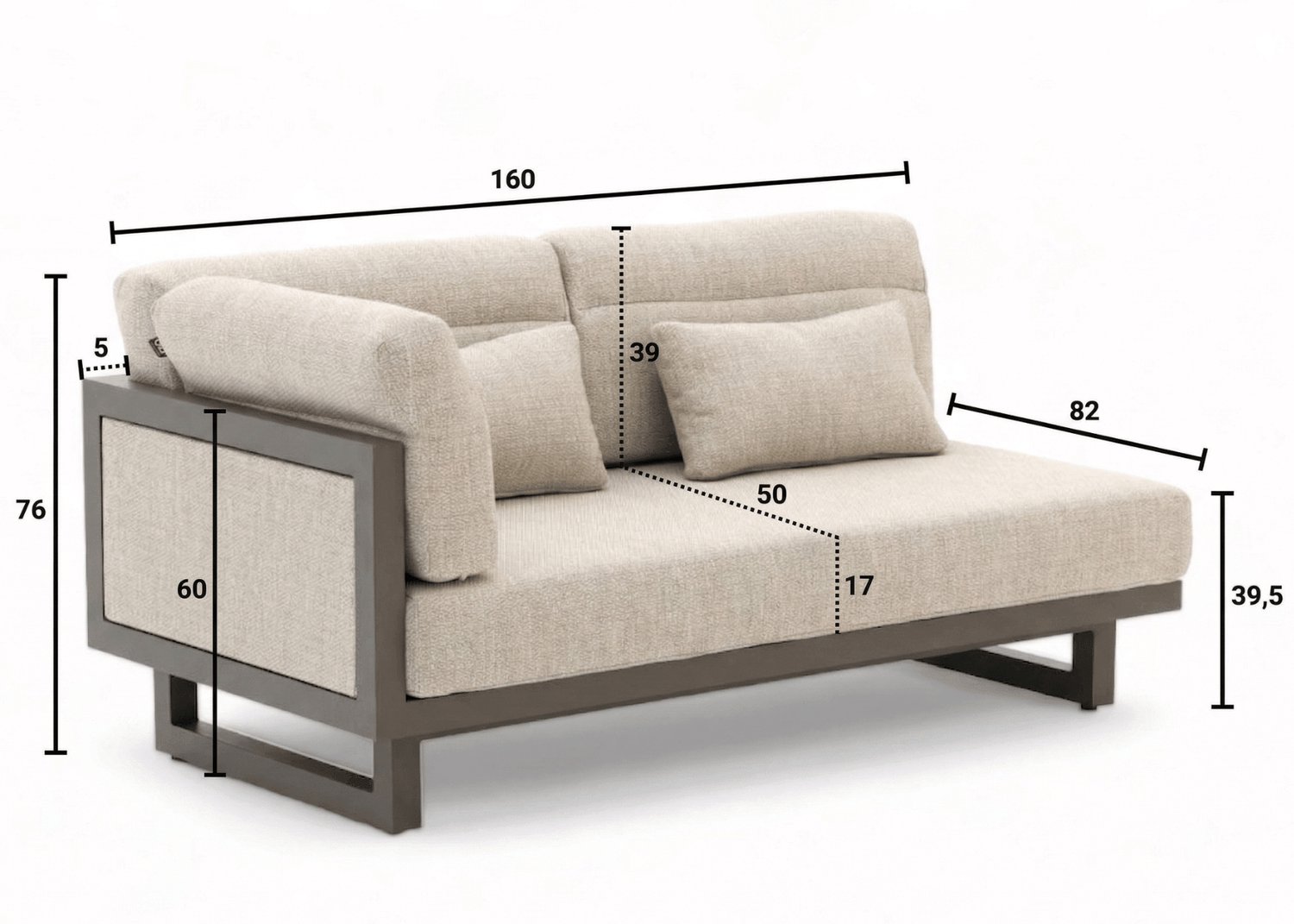 Apple Bee Santorini Loungeset - Chaise Longue - Upholstered - Rechts