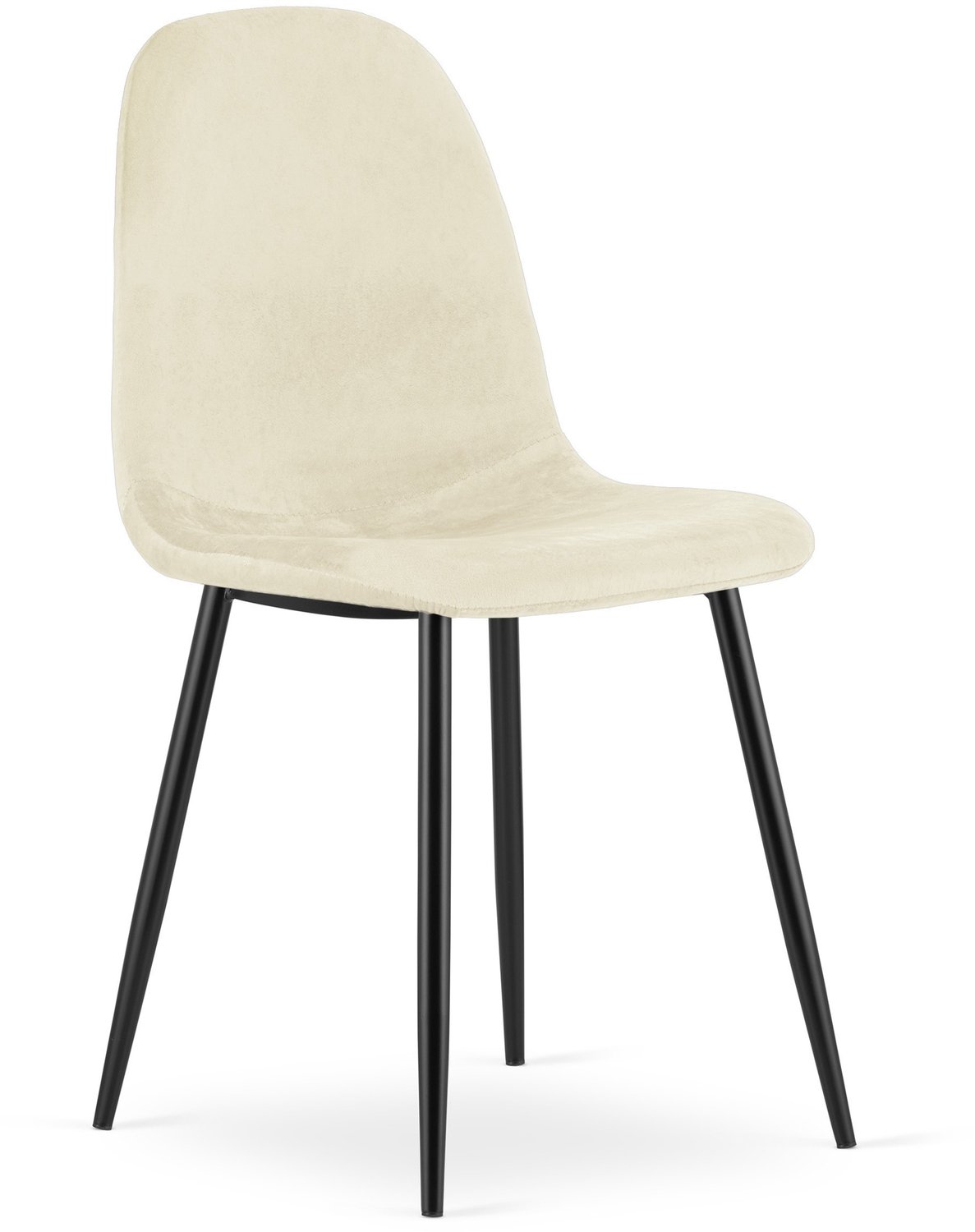 LEOBERT COMO Eetkamerstoel – Beige Velvet – Zwarte Metalen Poten – Comfortabele Ergonomische Zitting – Modern Design – Velvet Stoel voor Woonkamer, Keuken en Eetkamer – Max. 110 kg