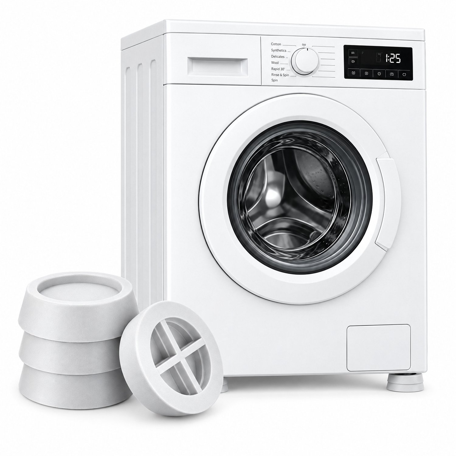 BukkitBow - Trillingsdempers Wasmachine & Droger - Anti Tril Pootjes - Anti Vibratie Pads - 4 Stuks - Wit