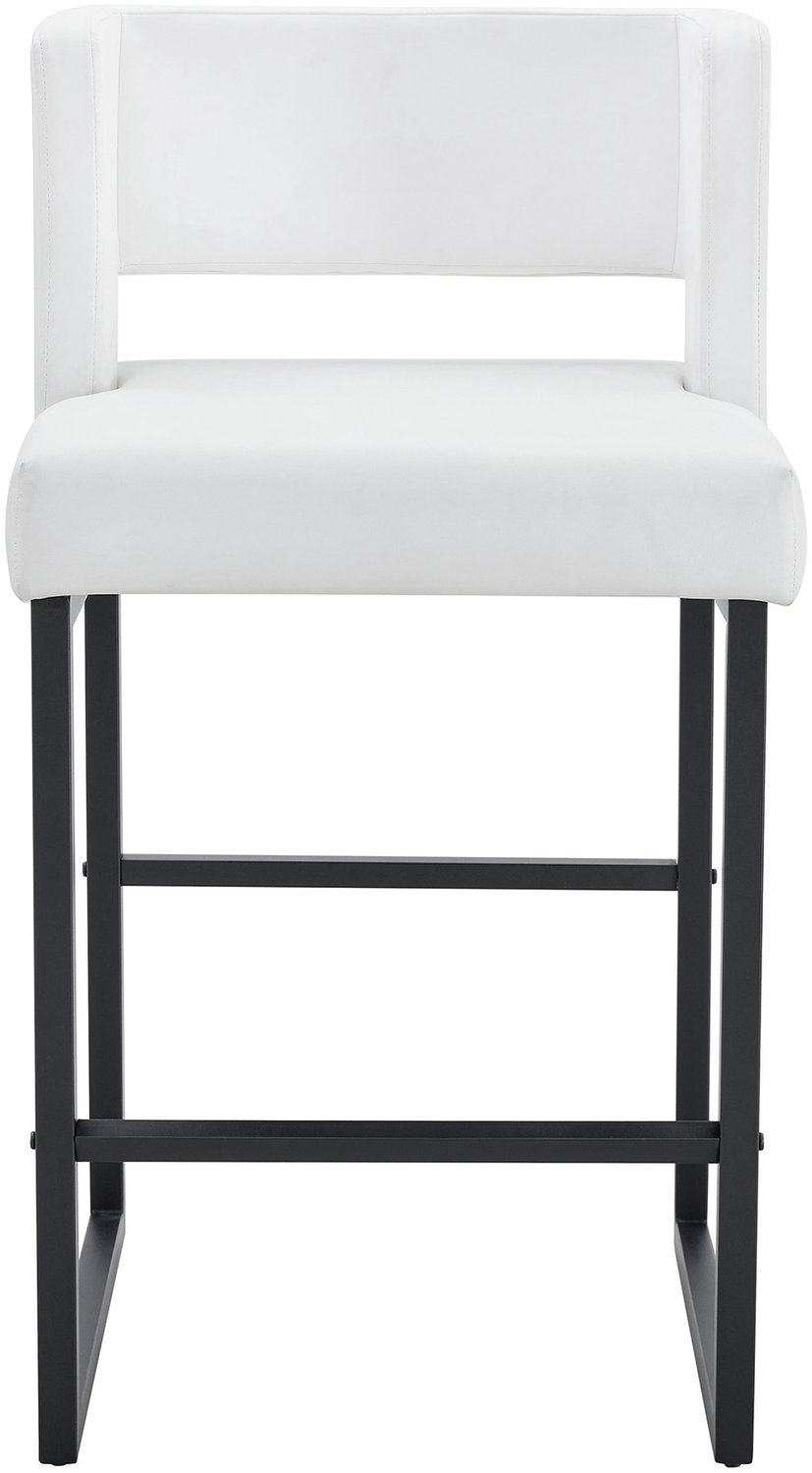 SONNENH Barkrukken set van 2 - Wit PU-kunstleer - Zwart metalen frame - Zithoogte 66 cm