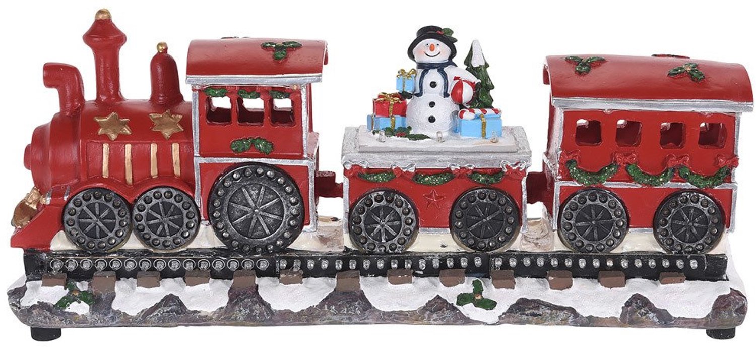 Home Styling Collection - Kersttrein met led-verlichting, motief sneeuwpop, 39 cm