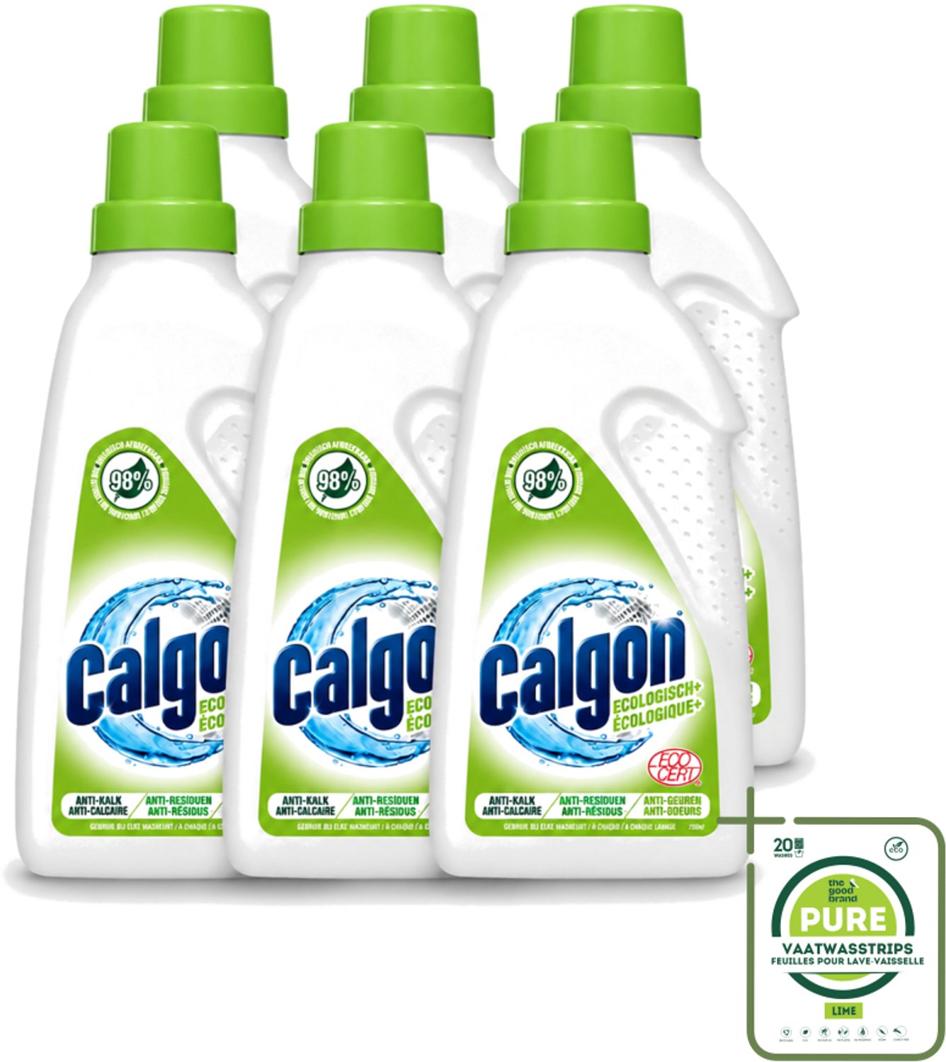 6 x Calgon - Wasmachinereiniger - Gel - 750ml - 15 Wasbeurten - Grootverpakking - Vaatwasstrips - Wasmachine Reinigen - Kalkaanslag Voorkomen - Wasmachine Schoon Houden - Wasmachine Beschermen - Wasmachine Efficiëntie
