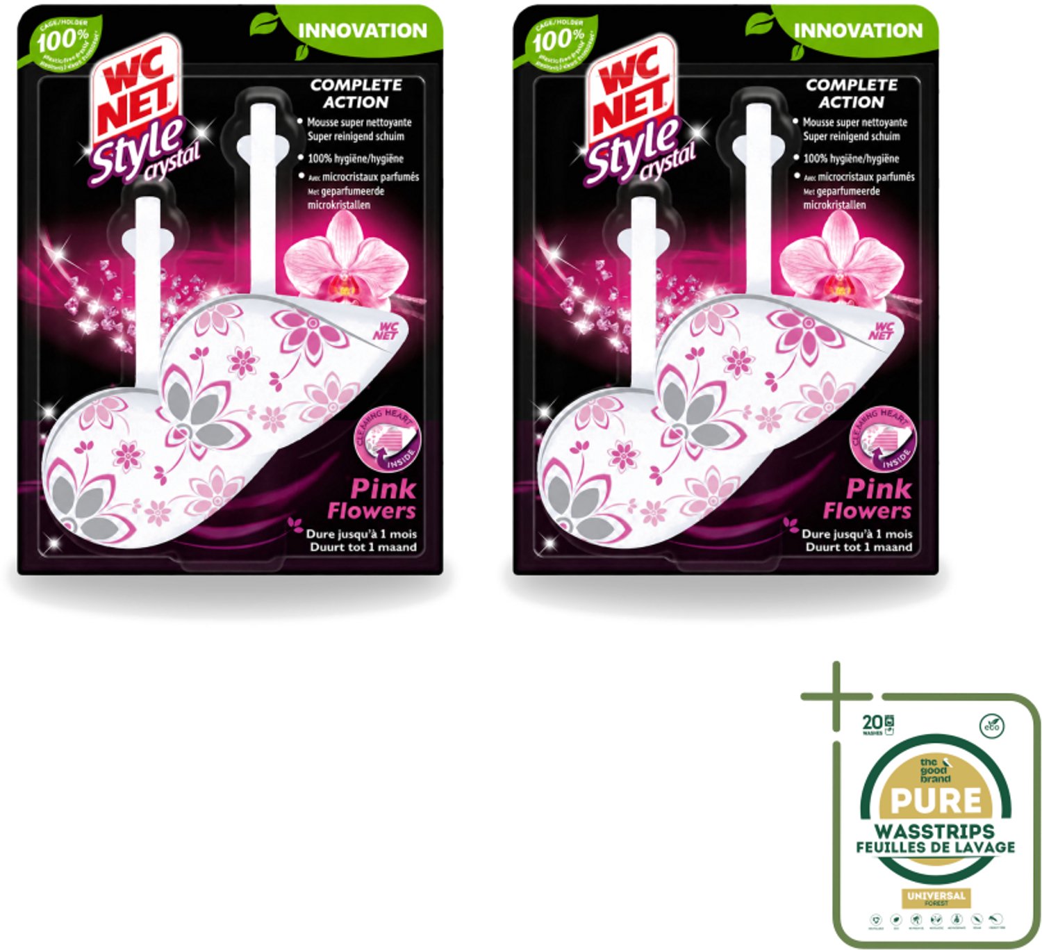 2 x WC Net - Toiletblok - Frisse Bloemen - 2 Blokjes - Wasstrips - WC Net - Toilet Net - Toilet Blok - Hygiëne - Frisse Geur