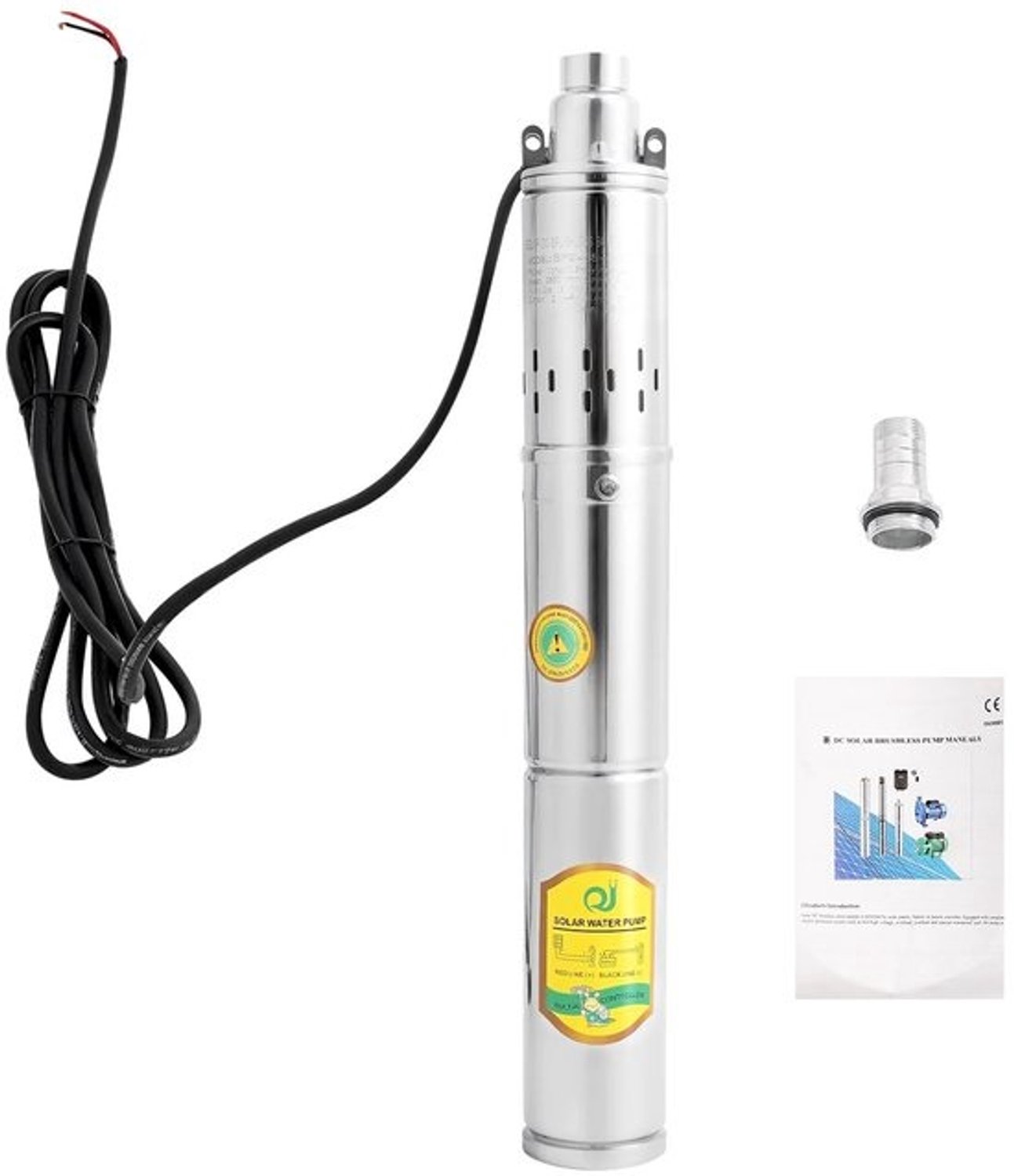 Velori Diepe Bronpomp 24V - RVS dompelpomp - Waterpomp voor putten - 65 meter opvoerhoogte - 2m³/u - 370W - Krachtige pomp voor diep water