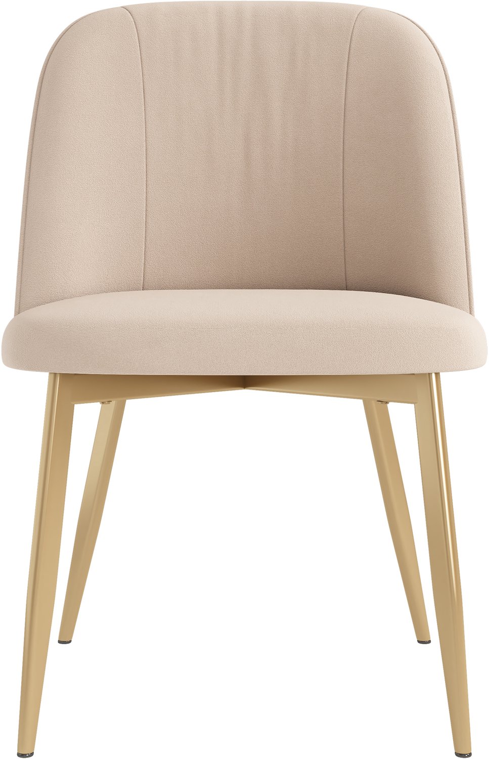 SONNENH Eetkamerstoelen set van 4 - Beige velvet - Goudkleurige metalen poten - Gepolsterde rug - Hoogte 80 cm Beige met goudkleurige metalen poten