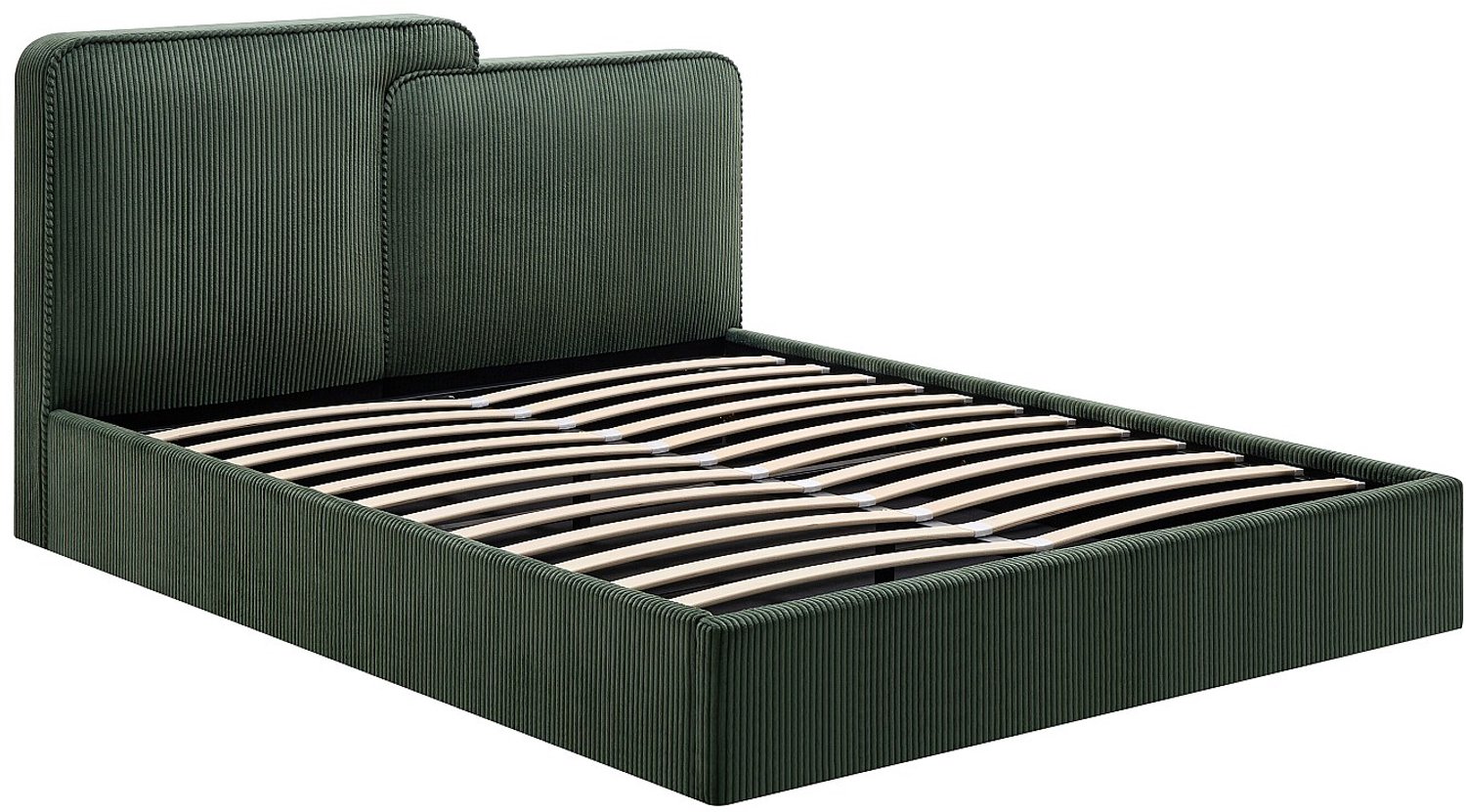 Vente-unique Bed met opbergruimte stof dennengroen 180 x 200 cm (Super King Size Bed)