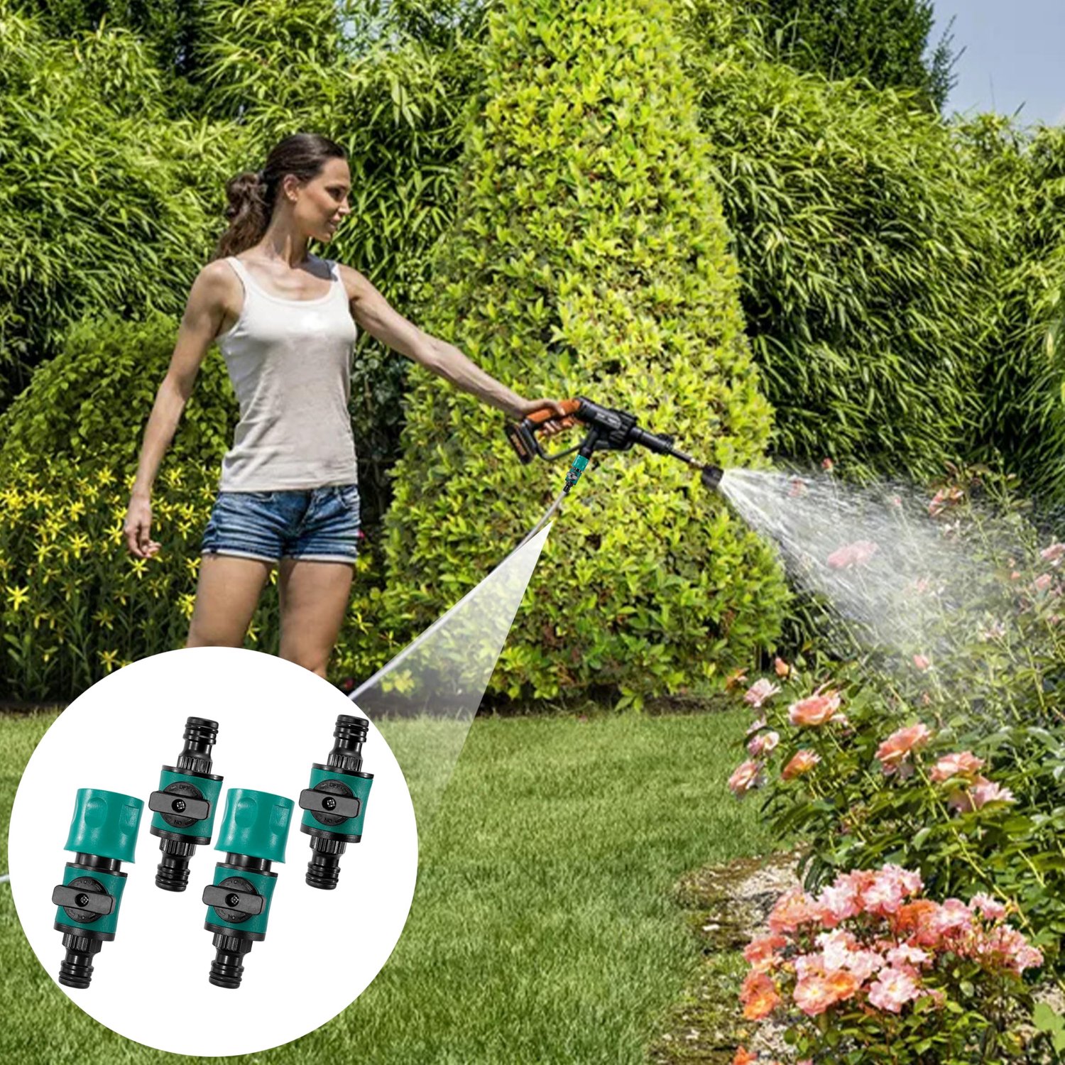 Aansluitventiel tuinslang 3/4 inch - kunststof - snelafsluitventiel - ideale waterstroomregeling (4 stuks) - m-winkel