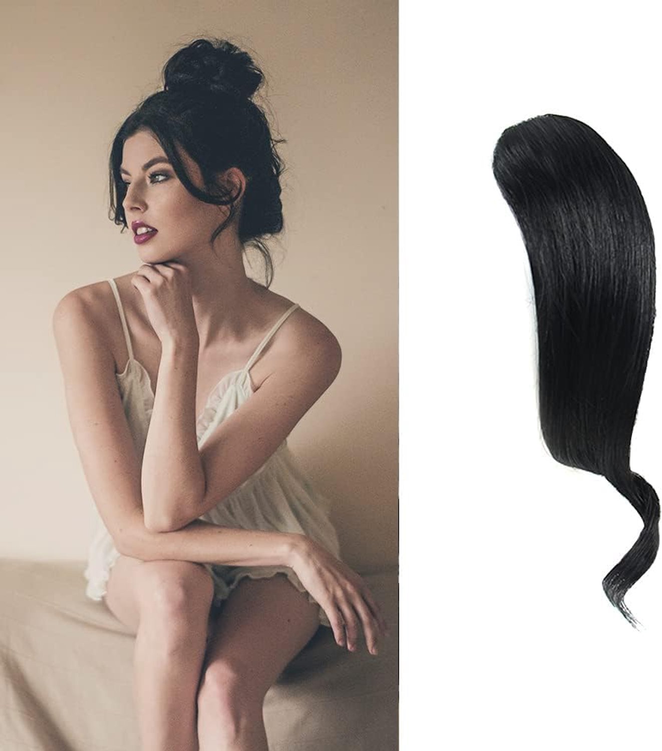 Clip in bangs 2 stuks - 100% echt haar - golvende zijbang - perfect voor elke gelegenheid - m-winkel
