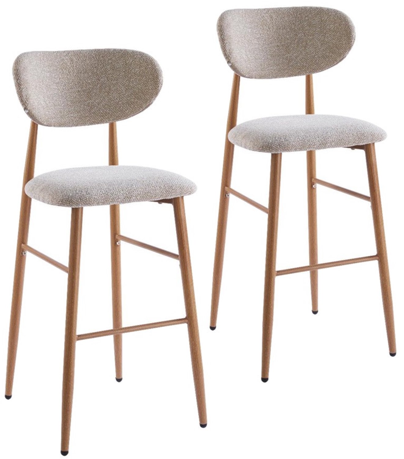 DS4U - - Sumi barkruk 75 cm - Set van 2 - Beige / naturel poot - Stof