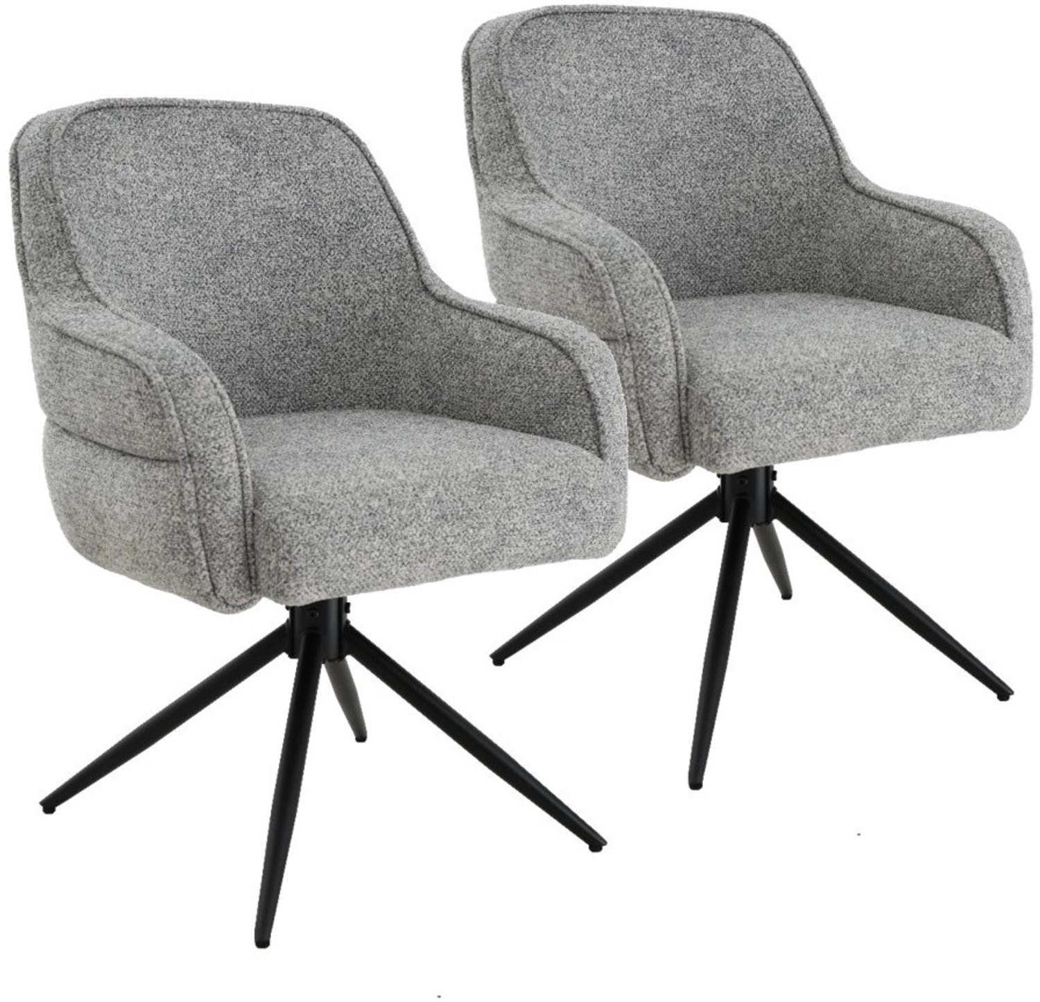 DS4U - - Loisa armstoel met terugdraaifunctie - Set van 2 - Grijs - Stof