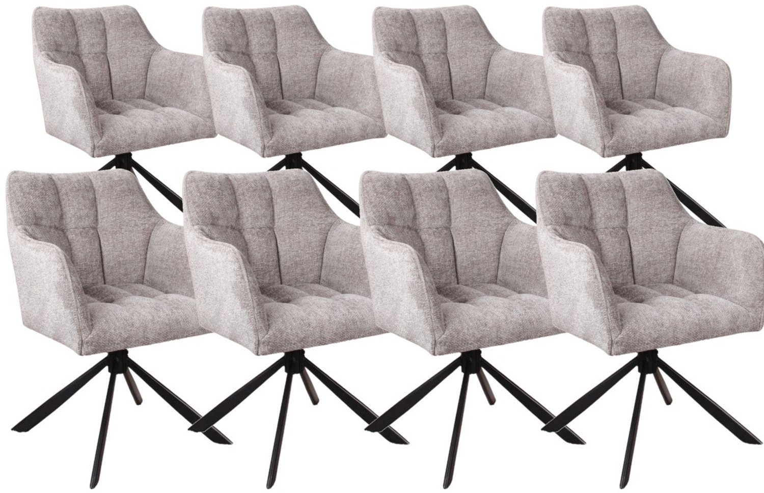 DS4U - - Puck armstoel met terugdraaifunctie - Set van 8 - Grijs - Stof