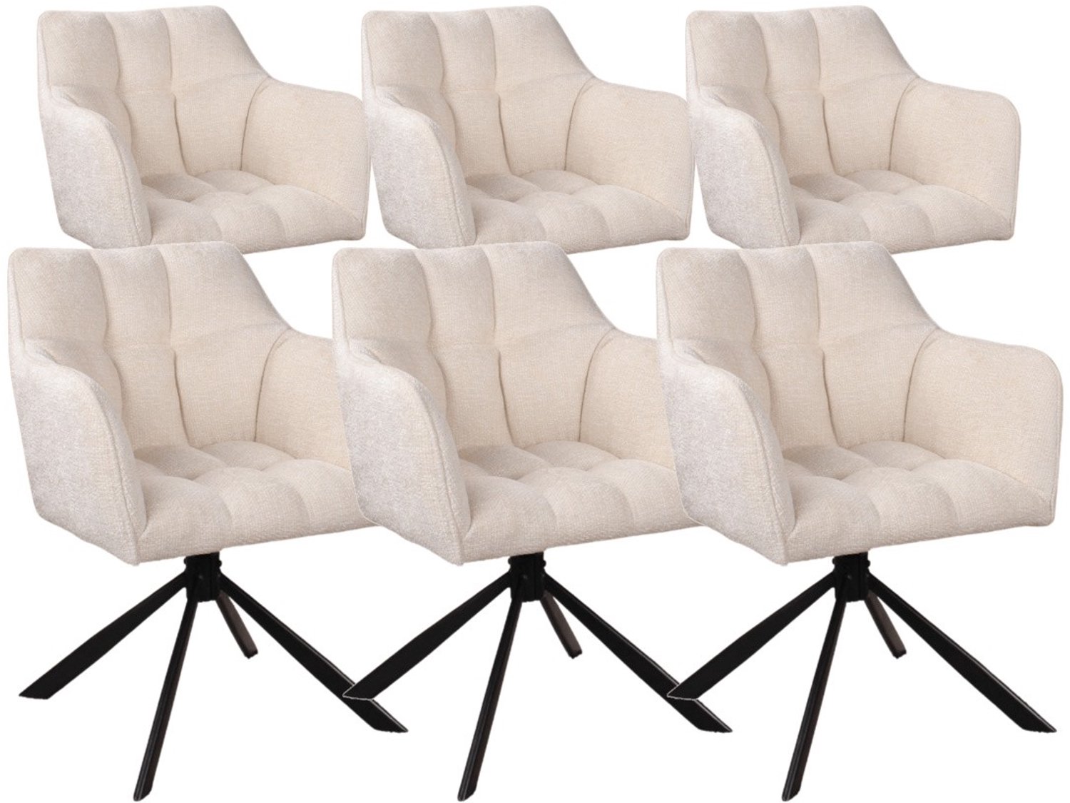 DS4U - - Puck armstoel met terugdraaifunctie - Set van 6 - Crème - Stof