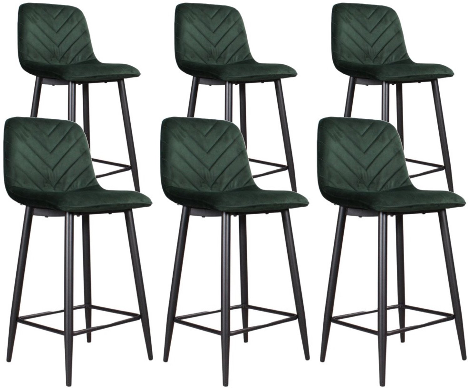 DS4U - - Gaby barkruk 65 cm - Set van 6 - Groen - Velvet