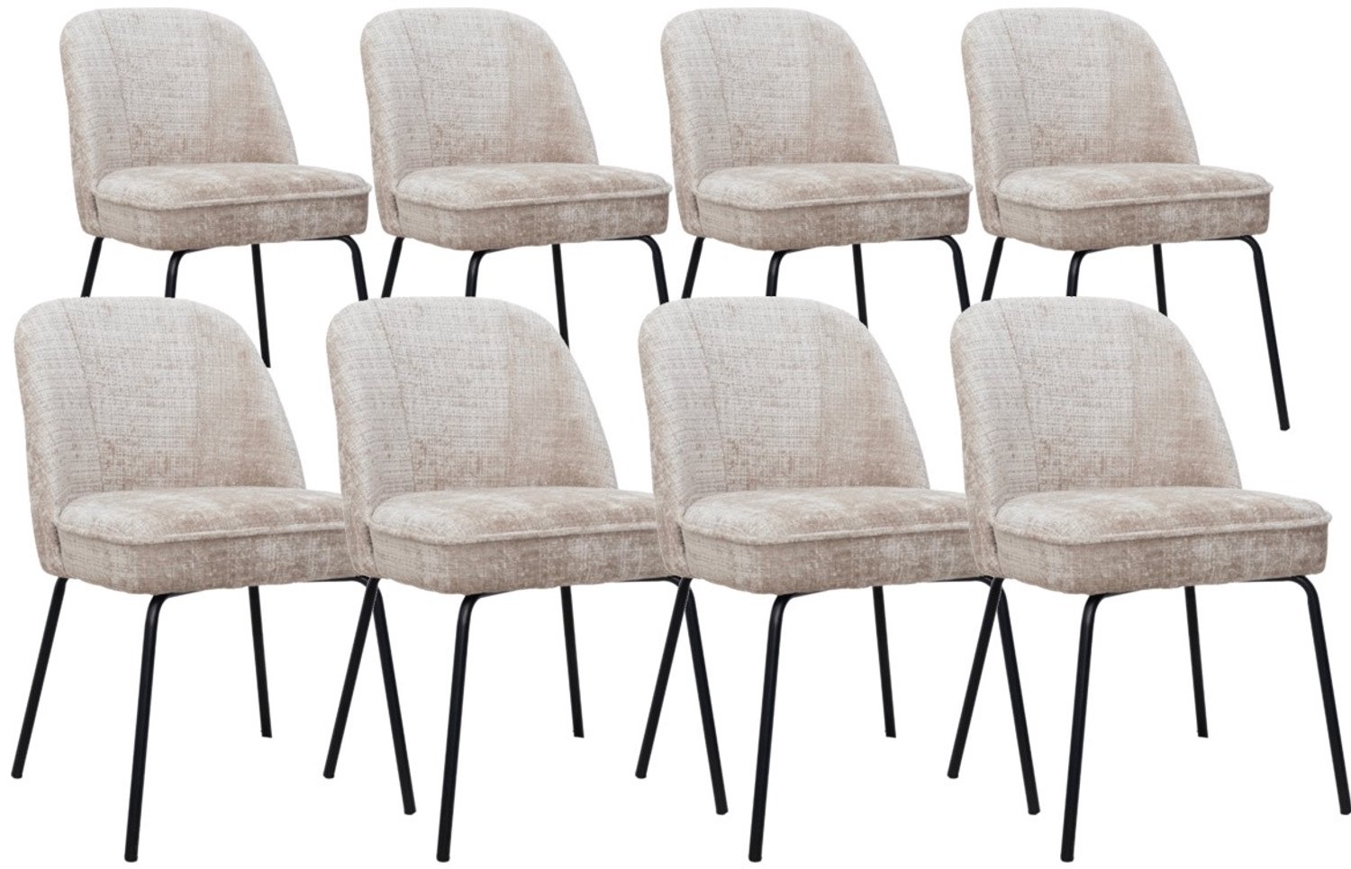 DS4U - - Vida eetkamerstoel - Set van 8 - Champagne - Stof