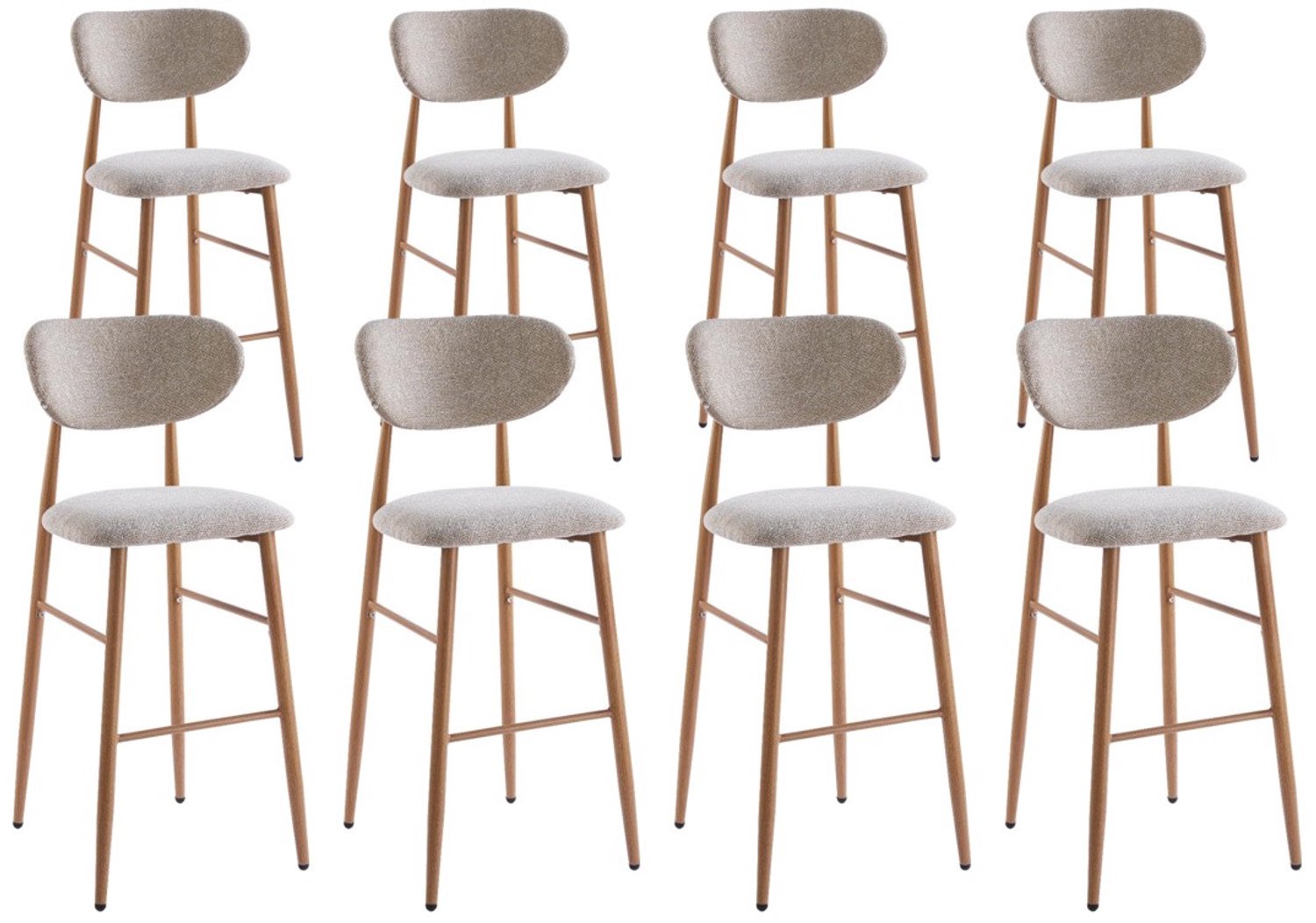 DS4U - - Sumi barkruk 75 cm - Set van 8 - Beige / naturel poot - Stof