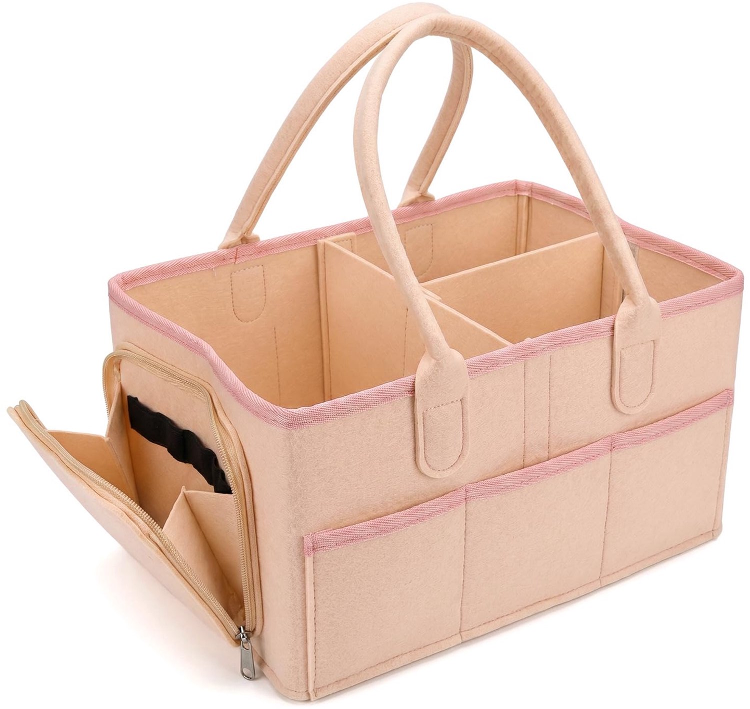 Luiertafel organizer 36x23x18 cm - beige - praktisch ontwerp - houdt babyspullen geordend - m-winkel