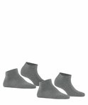 Vier effen grijze sneakersokken voor dames.