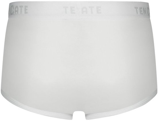 Achterkant van een witte Ten Cate slip met elastische tailleband met het merk Ten Cate.