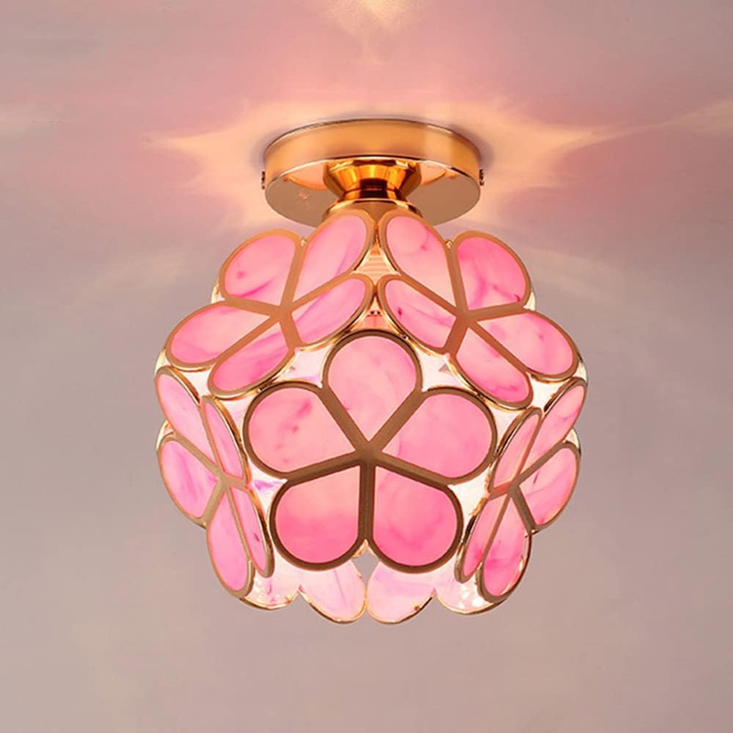 Vintage industriële plafond‑ en hanglamp – Metalen design – E27 fitting – Creatieve binnenlamp – Roze – Geschikt voor gang en slaapkamer