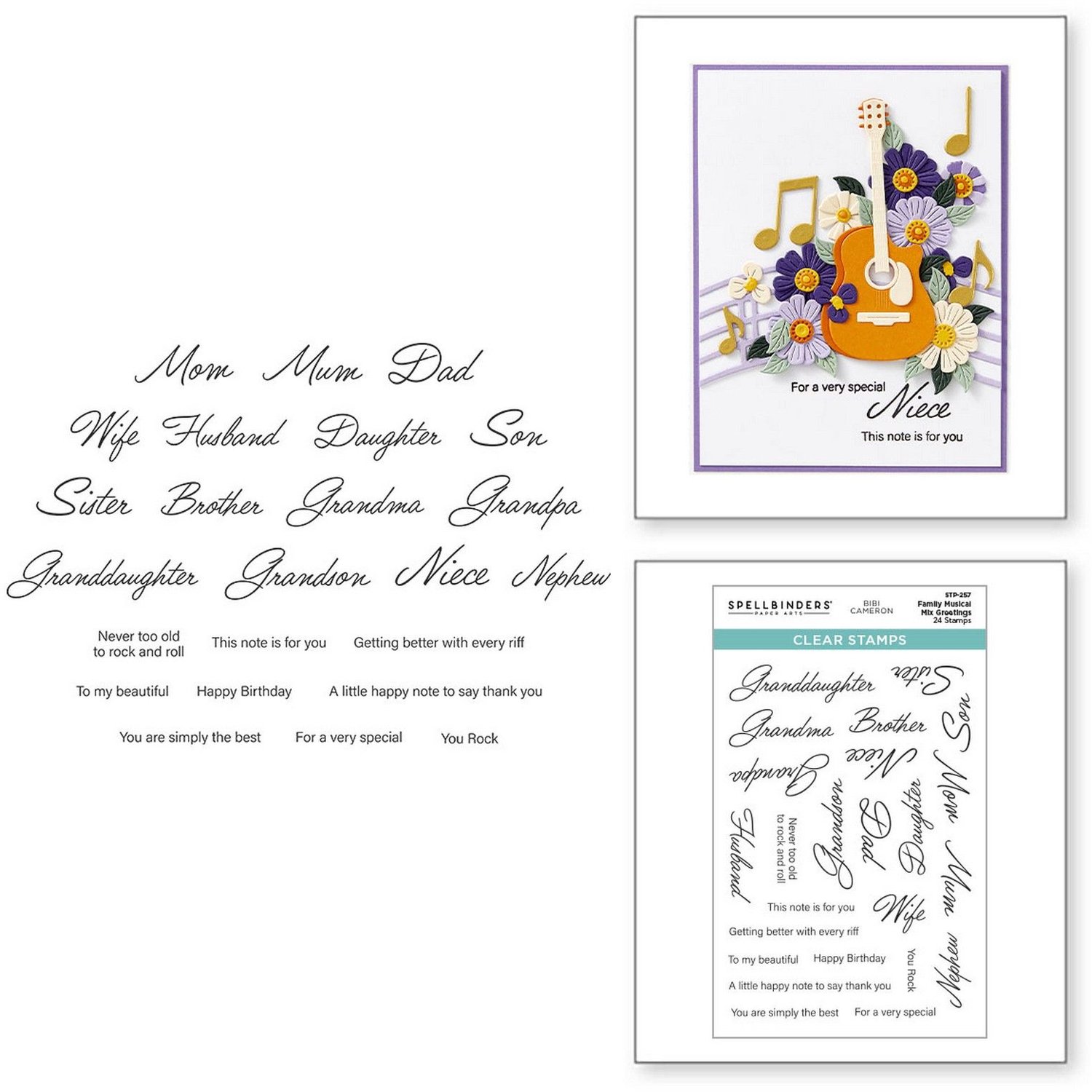 Spellbinders Clear Stamps - Family Musical Mix Greetings - 24 st.