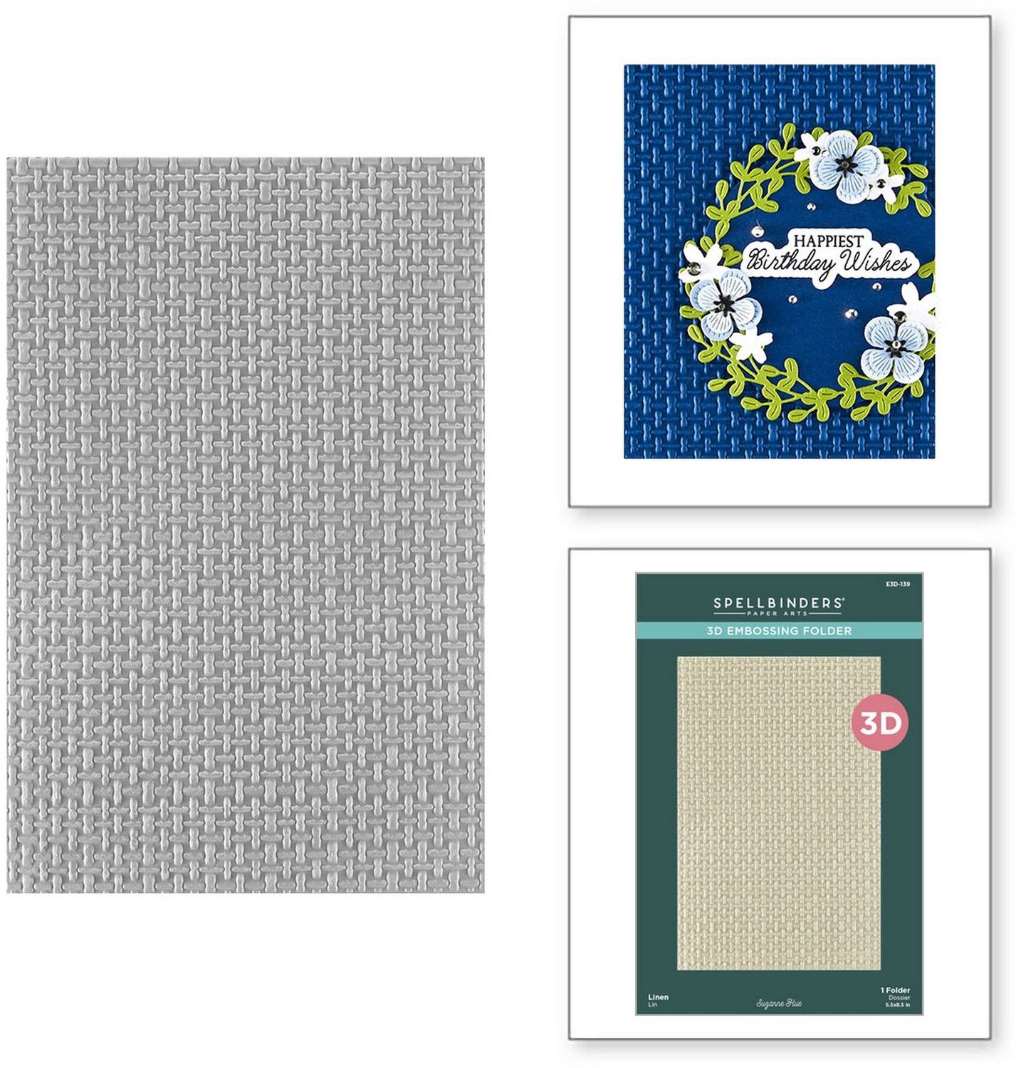 Spellbinders 3D Embossing Folder - Linen - 13,97 x 21,6 cm