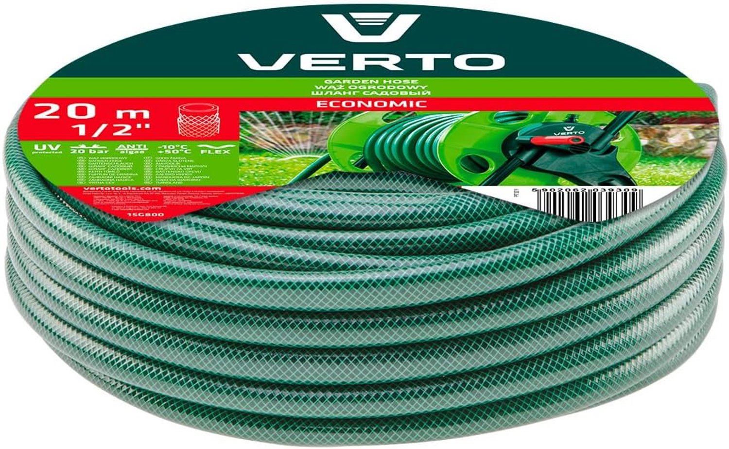 Tuinslang 20 m - 1/2" - Economic - Ideaal voor tuinonderhoud - ServiceTopper