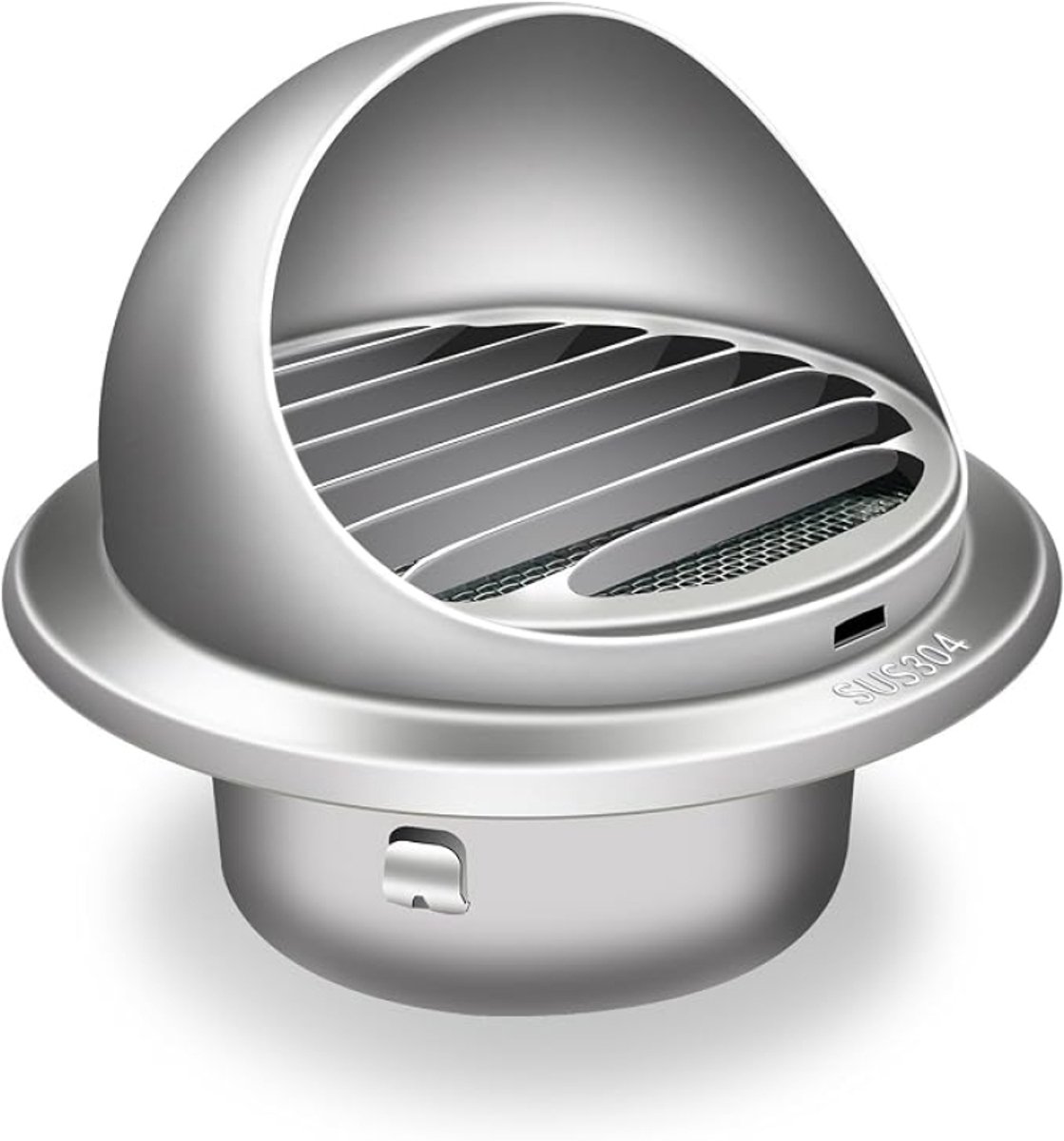 RVS muurventilatiekap rond 100mm uitblaas met hor - 304 roestvrij staal